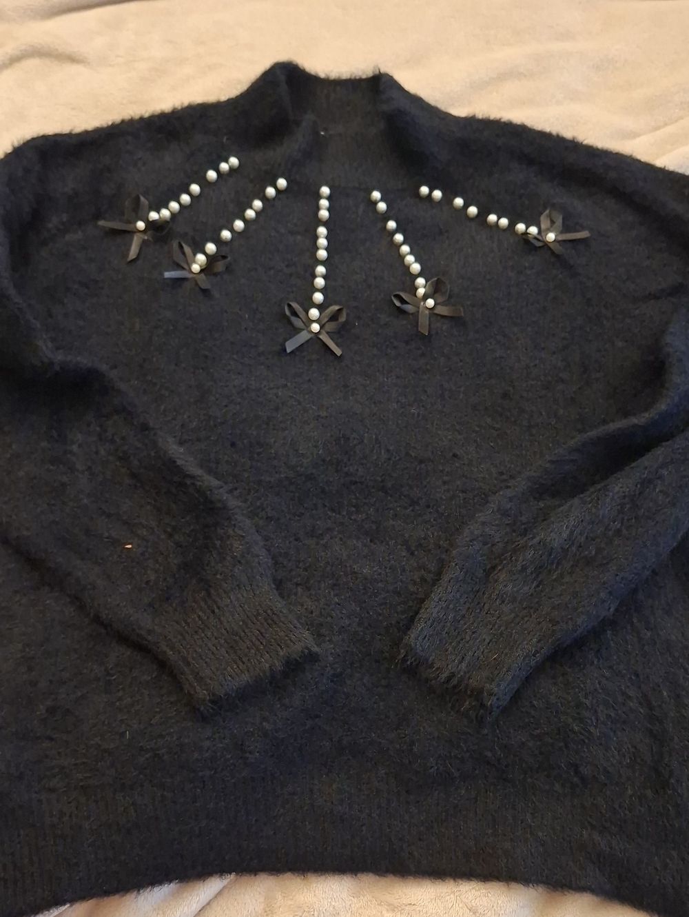 Black Pearl-Accent Sweater